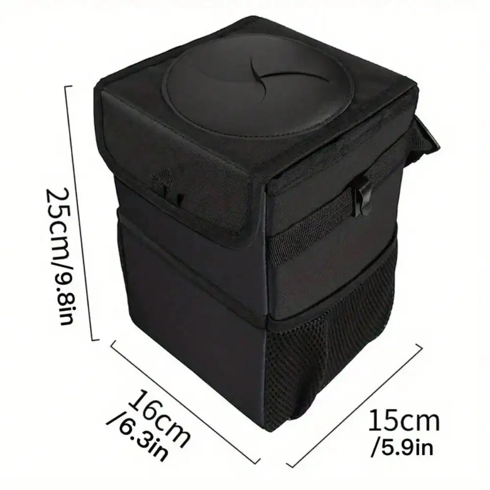 Waterproof Car Trash Can Organizer Portable Auto Bin Black - Image 2
