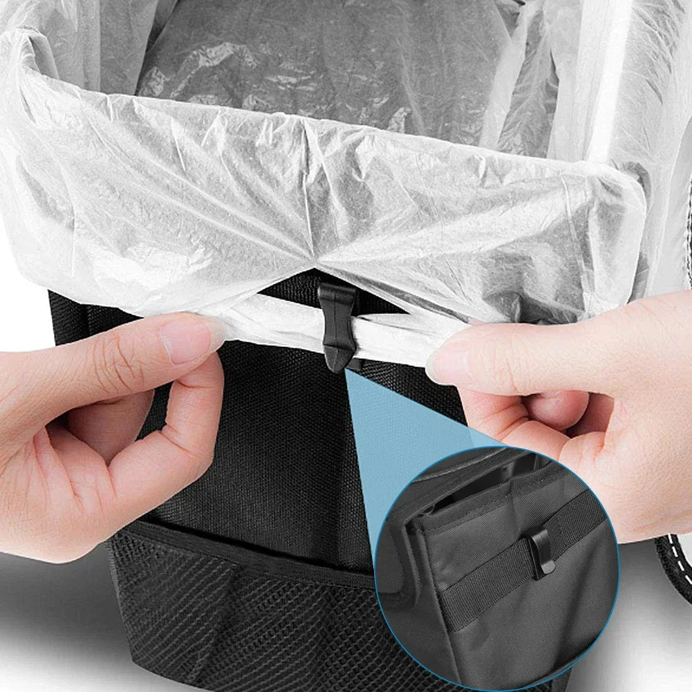 Waterproof Car Trash Can Organizer Portable Auto Bin Black - Image 4